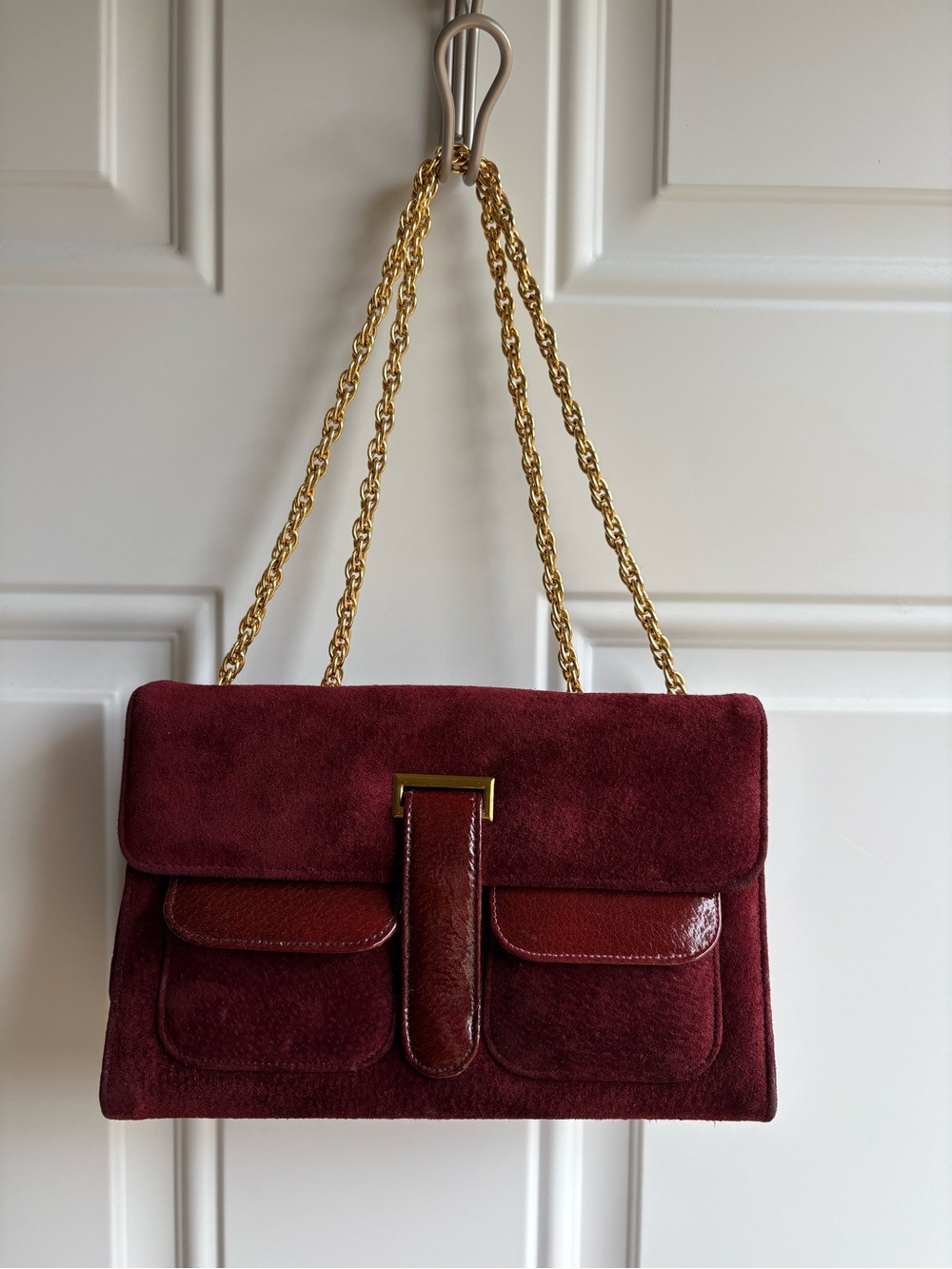 Block vintage suede bag